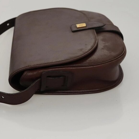 Christian Dior Shoulder Bag Leather Bordeaux Gold Auth 109198 - Picture 7 of 16